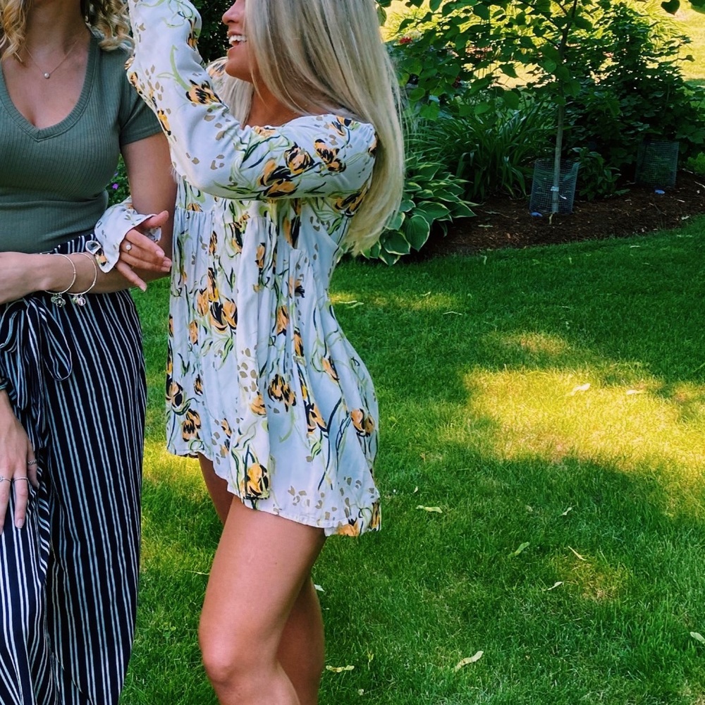 Free People Long Sleeve Floral Mini Dress